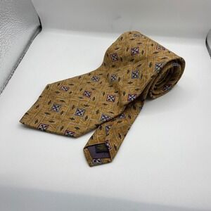 Studio by Fumagallis Designer Necktie Men Gold Geometric Silk Keeper Loop Office